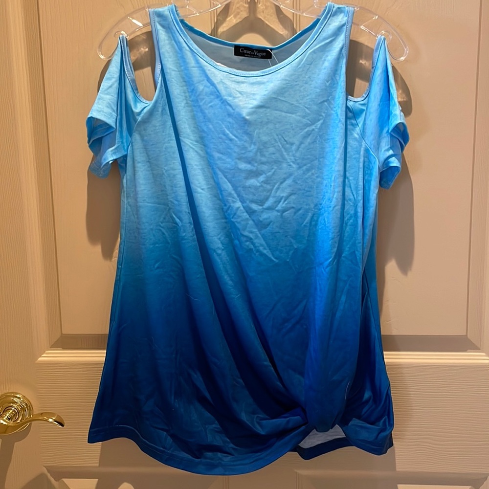Blue Ombré open shoulder top BNWT size L